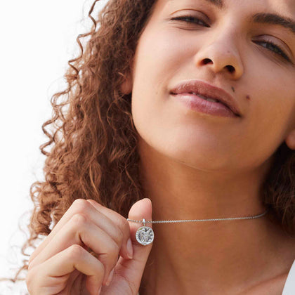 Venus Coin Necklace With Bead Chain Silver